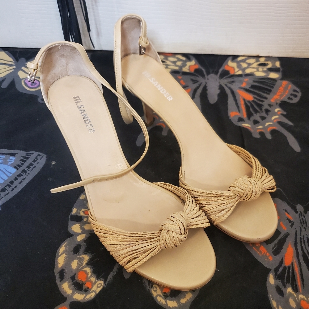 Jil Sander Nude Leather Braided Kitten Kitten Heels